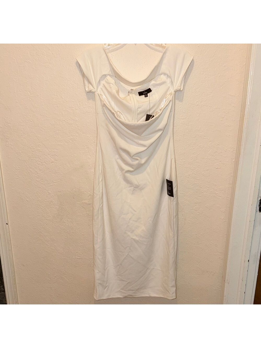 Lulus Wedding Dress Elegant White Cap Sleeve Dress Semi Formal Elegant Party - Picture 3 of 9
